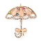Alloy Rhinestone Cabochons, with Cat Eye, Umbrella, Light Gold, 48x42x6mm