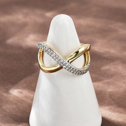Латунные микро проложить манжеты кольца кубического циркония RJEW-D326-03G-1
