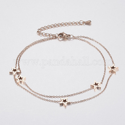 Многорядные браслеты из нержавеющей стали 304 AJEW-H012-19RG-1