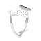 Non-Tarnish 304 Stainless Steel Hollow Out Butterfly Adjustable Ring for Women, Stainless Steel Color, US Size 6 1/2(16.9mm)