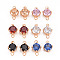 Glass Links Connectors, with Golden Tone Brass Findings, Cadmium Free & Nickel Free & Lead Free, Faceted, Flat Round, Mixed Color, 11.5x7x5.5mm, Hole: 1.5mm