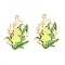 Rack Plating Alloy Enamel Pendants, Golden, Flower Charm, Yellow, 30x21x1.5mm, Hole: 1.8mm