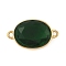 304 Stainless Steel Cubic Zirconia Oval Connector Charms, PVD Vacuum Plating, Real 18K Gold Plated, Dark Green, 22.5x13x6mm, Hole: 1.6mm