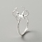 Adjustable Brass Finger Ring Components, Solitaire Ring Setting 6 Prong Ring Settings, Silver, US Size 6(16.5mm), Tray: 12x15mm