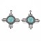 Tibetan Style Alloy Pendants, with Synthetic Turquoise, Cadmium Free & Lead Free, Cross, Antique Silver, 36.8x34x7mm, Hole: 2.3mm