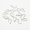 Brass Earring Hooks, with Horizontal Loop, Long-Lasting Plated, 925 Sterling Silver Plated, Silver, 21x9x1.5mm, Hole: 2mm, Pin: 0.7x0.8mm