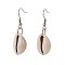 Cowrie Shell Beads Dangle Earrings, with 304 Stainless Steel Earring Hooks, 43~44mm, pin: 0.7mm