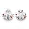 304 Stainless Steel Pendants, with Rhinestone, Shell Shape, Stainless Steel Color, 17x15x4mm, Hole: 1.4mm