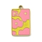 304 Stainless Steel Enamel Pendants, Laser Cut, Rectangle with Cloud Charm, Real 18K Gold Plated, Pink, 17x10.5x1.5mm, Hole: 1.4mm