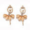 Alloy Big Pendants, with Resin & Crystal Rhinestone, Faceted, Ballerina, Golden, Sandy Brown, 59~60x30~31x4.5mm, Hole: 2.5mm