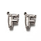 Non-Tarnish 201 Stainless Steel Pendants, Letter F, Stainless Steel Color, 15.5x11.5x3mm, Hole: 1mm