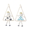 2Pcs Handmade Glass Seed Beaded Girl Play on Swing Big Pendants, with Brass Findings, Mixed Color, 68.5x34.5x8mm, Hole: 1.2mm