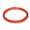 4mm Prism Faceted Rondelle Glass Beaded Stretch Bracelets for Women, Red