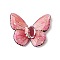 Transparent Epoxy Resin Cabochons, Butterfly, with Gold Foil & Rhinestone & ABS Imitation Pearl & Magnet & Paper Card, Pale Violet Red, 32x39.5x11mm