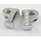 Alloy Initial Slide Beads, Rhinestone Slide Charms, with Five Clear Rhinestone Beads, Lead Free & Nickel Free, Platinum Color, Letter.P, 11x10x4.5mm, Hole: 1.5x8mm