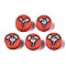 Handmade Polymer Clay Beads, for DIY Jewelry Crafts Supplies, Flat Round with Elephant, Red, 9~9.5x3.5~5mm, Hole: 1.6mm