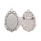 Oval Tibetan Style Brooch Cabochon Settings, with Iron Back Bar Pins, Cadmium Free & Lead Free, Antique Silver, Tray: 30x20mm, 44x28x7mm