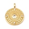 Brass Micro Pave Cubic Zirconia Pendants, Flat Round, with Sun & Star Pattern, Golden, 26x20.5x3mm, Hole: 2x4mm