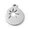 Non-Tarnish 304 Stainless Steel Pendants, Laser Cut, Flat Round with Star Charm, Stainless Steel Color, 15.5x12.5x1mm, Hole: 1.5mm