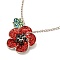 Alloy Pendant Necklaces, with Rhinestone and Enamel, Poppy Flower, Colorful, 17.32 inch (44cm) 