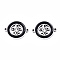 304 Stainless Steel Enamel Links Connectors, Laser Cut, Flat Round with Fleur De Lis, Black, Stainless Steel Color, 14.5x18.5x2mm, Hole: 1.2mm