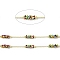 Handmade Glass Seed Beaded Link Chains, with Real 18K Gold Plated Brass Cable Chains, Soldered, with Spool, Colorful, Link: 2.5x2x0.4mm and 24.5x8.5mm