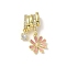 Brass Micro Pave Cubic Zirconia Pendants, with Enamel, Golden, Flower, 24mm, Hole: 3x8mm/3.5x6mm