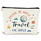 Double Sided Printed Polyester Makeup Zipper Bags, Clutch Bags, Rectangle, Earth, 250x180x50mm