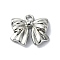 Rack Plating Alloy Pendants, Bowknot, Platinum, 16x17x3mm, Hole: 2mm