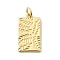 Brass Pendants, Rectangle with Leaf Pattern, Long-Lasting Plated, Lead Free & Cadmium Free, Rack Plating, with Jump Ring, Real 18K Gold Plated, 19x11.5x1.5mm, Hole: 3mm