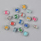 Transparent Acrylic Beads, Horizontal Hole, with Glitter Powder & Enamel, Flat Round with Letter, Mixed Color, 7x3.5mm, Hole: 1.5mm, 3150pcs/500g