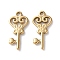 304 Stainless Steel Pendants, Flower Key Charm, Real 14K Gold Plated, 16x8x1.5mm, Hole: 1.5mm