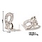 Elegant Geometric Stud Earrings with Shiny Diamonds for Women, Platinum, 22x12mm