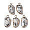 Natural Sesame Jasper Pendants, with Light Gold Plated Brass Edge, Knife, 21x10x5mm, Hole: 2mm