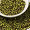 8/0 Opaque Colours Seep Glass Seed Beads, Round Hole, Round with Stripe Pattern, Olive, 3~3.5x2~3mm, Hole: 1mm, about 450g/bag