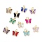 Brass Micro Pave Clear Cubic Zirconia Pendant, with Glass, Butterfly, Golden, Mixed Color, 11x9.5x3mm, Hole: 3.5mm