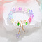 Daisy Crackle Glass Round Beaded Stretch Bracelets, Alloy Cable Chain Charm Bracelets for Women, Colorful, Inner Diameter: 2-1/2 inch(6.5cm)