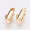Brass Slide On End Clasp Tubes, Slider End Caps, Cadmium Free & Nickel Free & Lead Free, Light Gold, 6x8x4mm, Hole: 1x2.5mm, Inner Diameter: 3mm