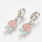Alloy Rhinestone European Dangle Charms, with Enamel, Large Hole Pendants, Lollipop, Platinum, Dark Salmon, 27mm, Hole: 5mm