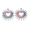 304 Stainless Steel Pendants, Heart Charm, Rainbow Color, 36x35x2mm, Hole: 3mm