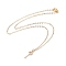 Brass Micro Pave Cubic Zirconia Pendant Necklace, with Brass Cable Chains, 304 Stainless Steel Lobster Claw Clasps and Cardboard Packing Box, Key, Golden, 16.33 inch(41.5cm)