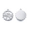 Non-Tarnish 304 Stainless Steel Pendants, Flat Round with Dragonfly, Stainless Steel Color, 21x18x2.5mm, Hole: 1.6mm