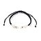 Half Finished Polyester Braided Pearl Bracelet, with Jump Rings, for Adjustable Connector Bracelet Making , Black, 12-5/8 inch(32cm), 5~6.5mm
