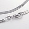 Tarnish Resistant 201 Stainless Steel Herringbone Chain Necklaces, with Lobster Claw Clasps, Stainless Steel Color, 17.8 inch(45cm), 3x0.5mm