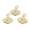 Brass Micro Pave Cubic Zirconia Pendants, with Jump Rings, Diamond with Evil Eye, Real 18K Gold Plated, Lilac, 13x15x2mm, Hole: 3.6mm
