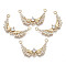 Brass Micro Pave Cubic Zirconia Chandelier Component Links, Long-Lasting Plated, Wing, Light Gold, Clear, 15x24x3.5mm, Hole: 1.2mm