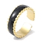 Ion Plating(IP) 304 Stainless Steel Enamel Cuff Finger Rings, Open Rings for Women, Real 18K Gold Plated, 6mm, Adjustable