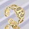Brass Micro Pave Clear Cubic Zirconia Open Cuff Rings for Women, Letter, Rack Plating, Long-Lasting Plated, Cadmium Free & Lead Free, Real 18K Gold Plated, Letter R, 11.5mm