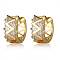 Brass Micro Pave Cubic Zirconia Hoop Earrings, Clear, Golden, 15x17.5x8mm, Pin: 1mm