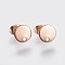 Ion Plating(IP) 304 Stainless Steel Stud Earring Findings, with Loop and Flat Plate, Ear Nuts/Earring Backs, Flat Round, Rose Gold, 8x1mm, Hole: 1.2mm, Pin: 0.8mm